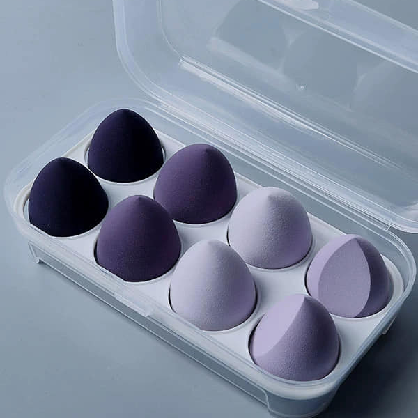 Chiranatda พัฟแต่งหน้าฟองน้ำ สีม่วง  น้ำเงิน 8 ชิ้น / กล่อง